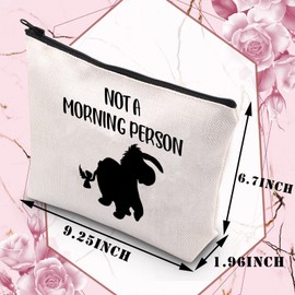 PLITI Eeyore Makeup Bag Eeyore Fans Gift Donkey Lover Gift Not a Morning Person Funny Eeyore Quote Gift Donkey Cosmetic Bag (Not morning personU)
