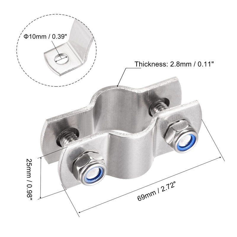 sourcing map Wall Mount Ceiling Mount Pipe Support, 304 Stainless