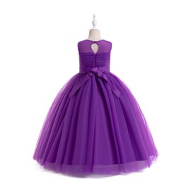 Glamulice Deep Purple Flower Girls Dresses Tulle Rhinestone Little Girls Vintage Birthday Pageant Gown Toddler Bridesmaid Dress Wedding Holiday Party Plum Kids Prom Dance Elegant Ball Gown Gala 6