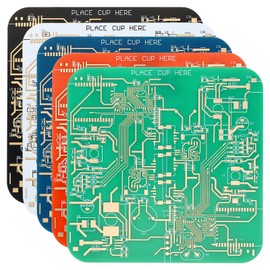 PATIKIL 5pcs Multicolor Square FR-4 Coasters, PCB Circuit Board Drink Coasters for Drinks Coffee Table Bar Gifts