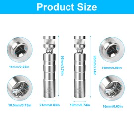 Spark Plug Wrench 14 mm 16 mm 3/8 Inch Drive Thin-Walled Spark Plug Wrench Set Magnetic Spark Plug Socket, Flexible Universal Spark Plug Key Disassembly Tool for Car Repairs