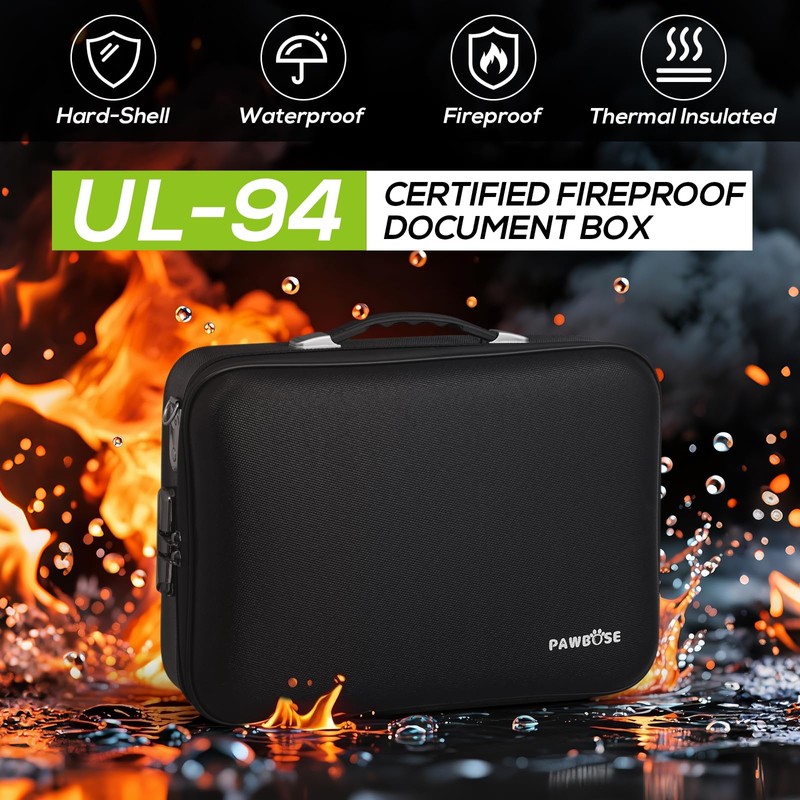 PAWBOSE Fireproof Document Home Safe with Combination Lock, 16x12x5 inch
