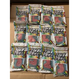 Rainbow Sour Strips Rainbow 12 Bags, 3.4oz Per, BB 10/26