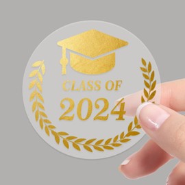 100PCS Graduation Stickers,Class of 2024, Graduation Envelope Seals,Congratulations Graduates,Gold Seals for Certificates,Foil Metallic Seal,Graduation Labels,Graduation Party Favors 1.6IN (Gold)