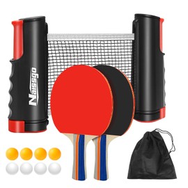 Table Tennis Bat Table Tennis Set Professional, 2 Table Tennis Bats + Retractable Net + 8 Table Tennis Balls + 1 Carry Bag, Table Tennis Bat Set for Indoor and Outdoor Games Black
