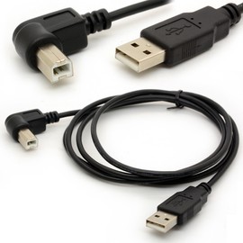 1.5M USB to Printer Adapter Cables 90 Degree USB 2.0 A Male to B Right Angle Plug Converter Lead 480Mbps High Speed Adaptor Scanner Extension Cord (Right)