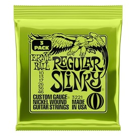 Ernie Ball Regular Slinky Cuerdas de Guitarra Eléctrica de Níquel Enrollado, Paquete de 3, Calibre 10-46 (P03221)