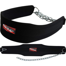 RDX Dip Belt for Weight Lifting, Heavy Duty 36 Inch Adjustable Steel Chain, Dipping Belt Chin Pull Ups Gym Training Bodybuilding Powerlifting Fitness Workout, 6” Padded Neoprene Back Support Men Women