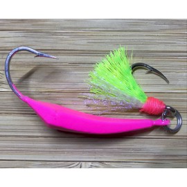 Pompano Goofy Jig Pink W/Chartreuse & White Teaser 4 Pack 1/2 Oz