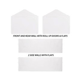King Canopy 10ft x 20ft Canopy Enclosure Sidewall Kit w/Flaps, 2 Solid Sides, 2 Zippered Ends, 50 Ball Bungees, 180 GSM polyethylene, Fits 10ft 8in x 20ft Frames, Frame and Cover not Included, White