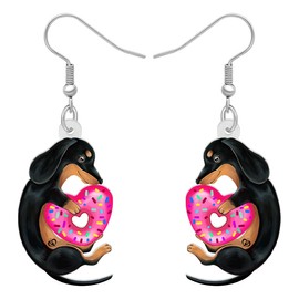 RAIDIN Acrylic Valentine's Day Cute Dog Dangle Earrings Gifts for Women Anime Doggy Pets Jewelry for Girlfriend Festival Decorations (Dachshund B)