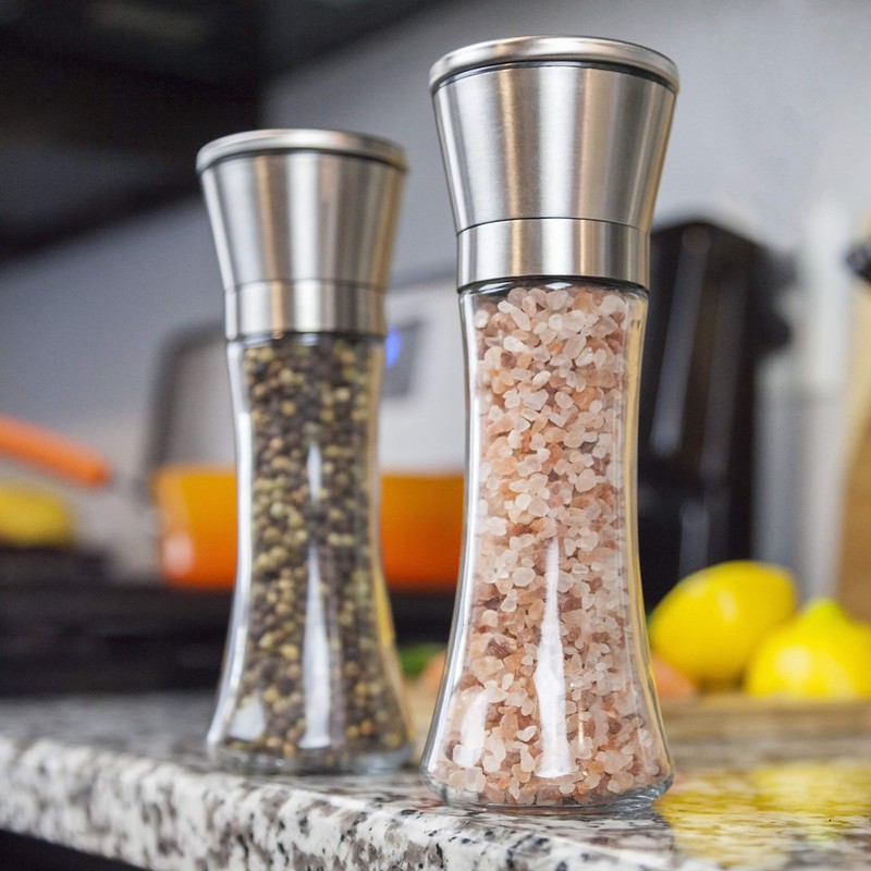 Gorgeous Salt And Pepper Grinder Set - Refillable Stainless Steel