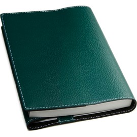 Andmano Book Cover, 46-Plated, Genuine Leather, Works with Thick Books / Gift Box Included, Single Book Size, Shrink Leather, Cartoon Cover, 5.0 x 7.4 inches (12.8 x 18.8 cm), Dark Green)