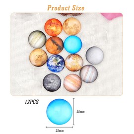 SanKristo 12 Pack Planet Fridge Magnets, Round 3D Glass Whiteboard Office Magnets Sets, Funny Decorative Magnets Gifts for Home School Kitchen, 25mm x 10mm