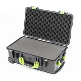 Red Rock 50T Black Medium Sized Carry-On Case - Lime Green Handles & Latches - Pluck Foam Set & Lid Foam