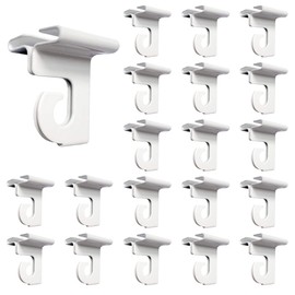 Clip Strip 20 Pack Aluminum Drop Ceiling Hooks for Hanging, Grid Ceiling Hangers, 1.25" L x 1" W, J Hook with 1/4" Hook Opening, White Corp