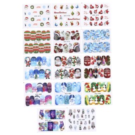 LALAFINA 32sheets Christmas Nail Art Stickers Festive Water Slide Decals for Women Girls Boys and Girls Easy to Apply Full Cover Wraps for Manicure Holiday Fun