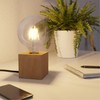ledscom.de Hito Table Lamp, Switch, Real Wood (Rubber Tree), Square,