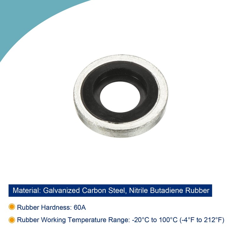 MECCANIXITY Bonded Sealing Washers M6 11.8x6.7x2mm Carbon Steel Nitrile Rubber