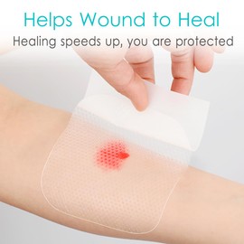 Wound Contact Layer Adaptic Non-adhering Wound Dressing Pads Transparent Skin Tears Silicone Bandages Sheets for Abrasion Pressure Sore Venous Arterial Ulcer 4"x4" (Pack of 5)