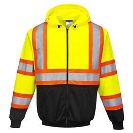 Portwest UB316 Kansas Zipped Multi-Purpose Reflective Hoodie Yellow/Black, X-Large