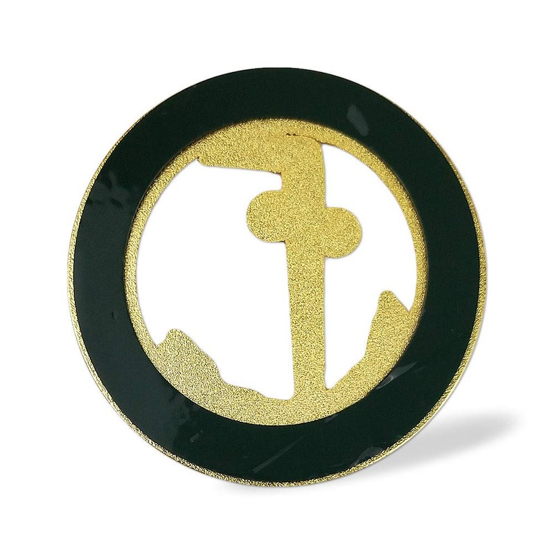 Tubal Cain Masonic Auto Emblem Car Decal Blue & Gold