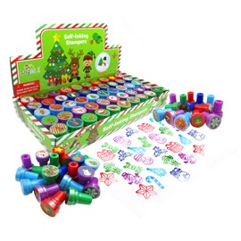 Tiny Mills 50 Pcs Christmas Holiday Assorted Stampers for Kids Stocking Stuffer Party Favor Goodie Bag Prizes Classroom Rewards Pinata Filler Arts and Crafts for Kids