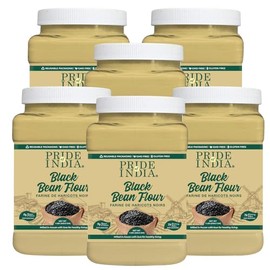 Pride of India - PACK of 6 - Black Bean Flour 1 lbs (454 gm) Rich Earthy Taste Freshly Milled in Small Batches- Used for Cooking Baking Coating Thickening Agent Cakes Gravies Noodles Smoothies Custard