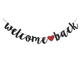 Welcome Back Black Vintage Banner for First Day of School Teacher, Back to School Decor, Home/Classroom/Moving Away Party Sign Supplies