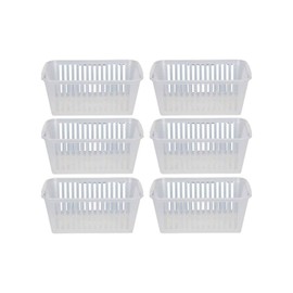 Karrma Ltd 6 X Plastic Handy Basket Storage Basket - Available in two colors : Silver and Clear - Fashionable Touch - Perfect Match for any Decoration (37cm, White)