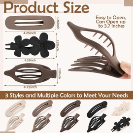 10 Pcs French Flat Hair Clips for Women - 3 Styles Non-slip Flat Claw Clips Matte Hair Claws for Thin Thick Hair