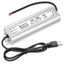 6.3A 75W 12 Volt LED Power Supply, 110V AC to 12V DC Converter, Waterproof IP67 Driver Low Voltage Transformer Power Adapter for Indoor Outdoor LED Lights