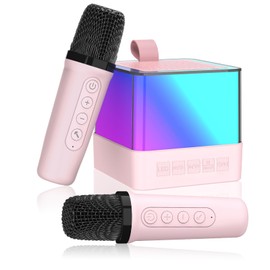Texpot Mini Karaoke Machine with 2 Wireless Microphones, Kids Toys Portable Bluetooth Speaker for Kids Adults Toddler, Christmas Girls Toys for 4 5 6 7 8 9 10 12 Year Old Birthday Gift Ideas