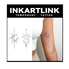 INKARTLINK Tattoo Tech, 2 Sheets Medium Semi Permanent Tattoo, Adult Art Design Temporary Tattoos, Lasts 1-2 Weeks (Modern woman)302