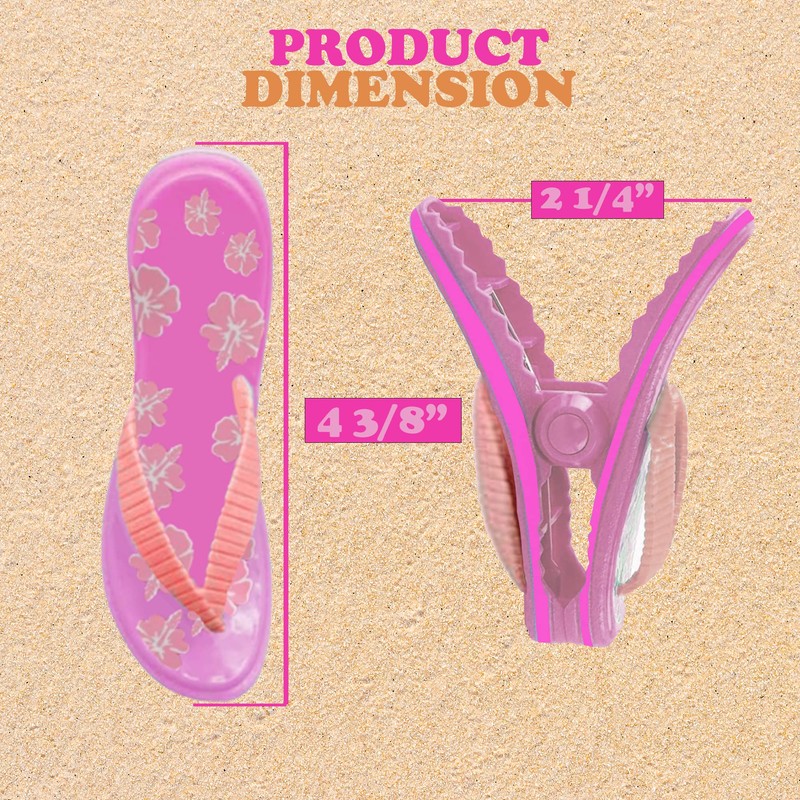 PERFORMORE Flip Flop Beach Towel Clips (Pink), 2-Pack, Portable Towel