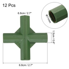sourcing map 12Pcs 11mm/0.4in Greenhouse Frame Connector Pipe Fitting Duty Joint Tool, 4 Way Frame Connectors for Trellis Sunscreen Shed Gardening Plant Stakes and Greenhouse Frames (Green)
