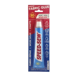 Speed-Sew No Sew Fabric Glue Adhesive for Craft Projects, DIY Clothing Repairs, Denim, Upholstery, Instant Mender for Fraying Tears (One Tube)