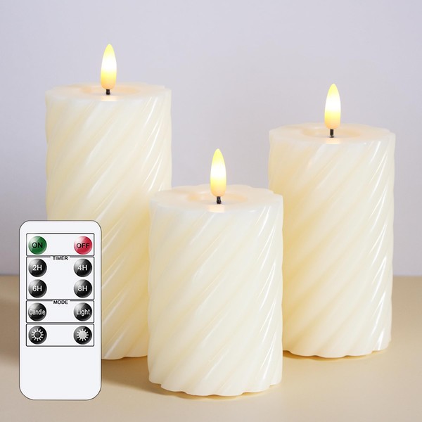 Mavandes Mavandes Flammenlose LED-Kerzen mit Fernbedienung,Elfenbein batteriebetrieben flackernde S?ule Pack