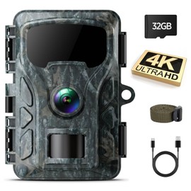 VOOPEAK Wildlife Camera 4K 30fps 48MP Hunting Camera Night Camera Motion Activated Hunting Camera Infrared Outdoor Surveillance Wide Angle 120° Animal Camera IP66 Waterproof