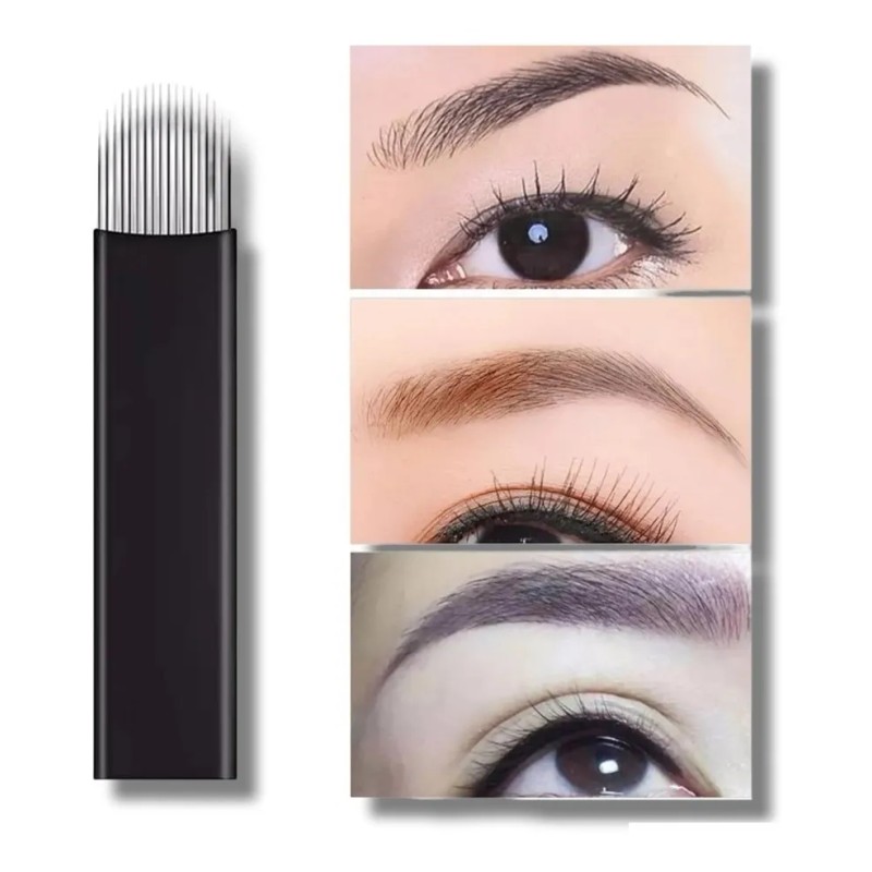 Set 10 Agujas Microblading Navajas Pin O Lengua De Gato