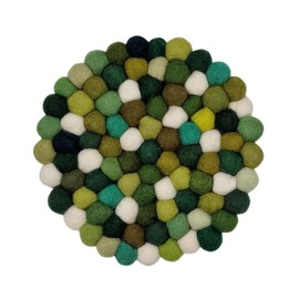 Grült Home Trivet - Felt Trivet for Cups, Pots, Pans and Cups, Hand-Felted in Nepal (Green, Circle 20 cm)