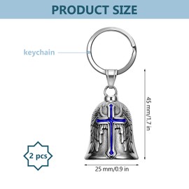 XNZMYN Pack of 2 Guardian Bell Motorcycle Bells, Stainless Steel Motorcycle Bell Lucky Charm, Motorcycle Bell Hanger, Chrome for Motorcycle Accessories or Key Chain, 2 Blue