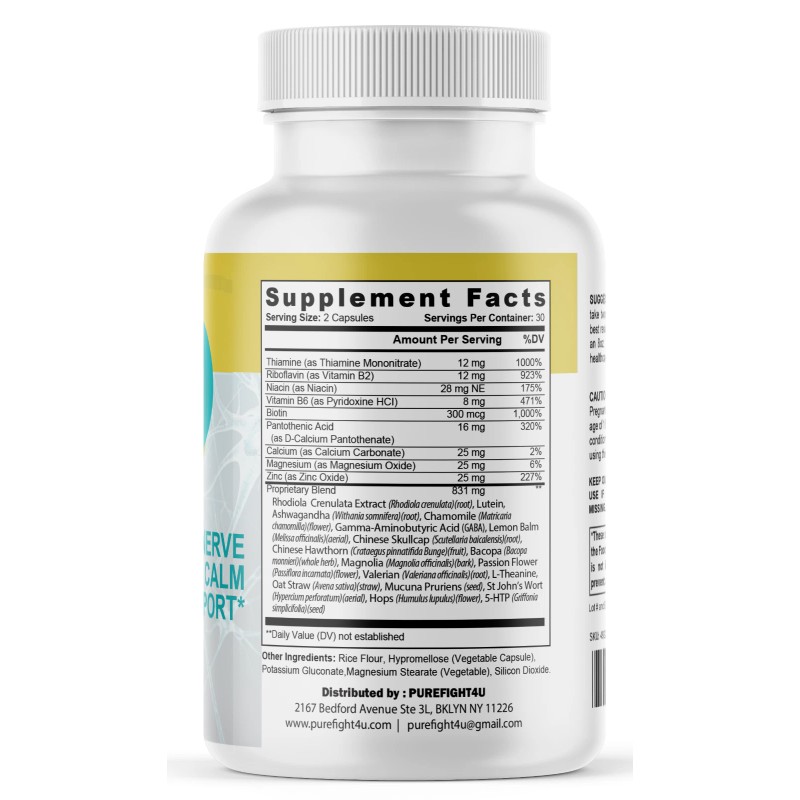 PUREFIGH4U CalmPro5, Nerve Calming Support Capsules Supplement, Calm Pro 5