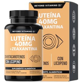 Luteína 40 mg + Zeaxantina con Betacaroteno y Licopeno | Máxima Dosis 4X Superior | Fórmula Enriquecida con Vitaminas C, E, A y Zinc | Vegano y Sin Rellenos | Beyond Vitamins - 60 Cápsulas