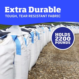DURASACK Heavy Duty Builder's Bulk Bags 200-Gallon White Woven Polypropylene Contractor Trash Bags for Demo and Construction, Holds up to 2200 lbs, Flap Top