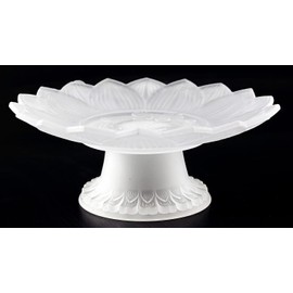 QINLANG 7 Inch White Glass Buddhist Fruit Plate, Offering Plate for Altar, Buddhist Altar Supplies