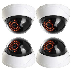 MaximalPower Fake CCTV Security Dummy Dome Camera with Red LED Light for Home, Shop, Business, etc. (4 Pack)