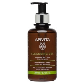 Apivita Gel Facial Purificante para pieles grasas 200ml - Limpiador facial natural con cal y propóleo - Limpia suavemente, purifica en profundidad