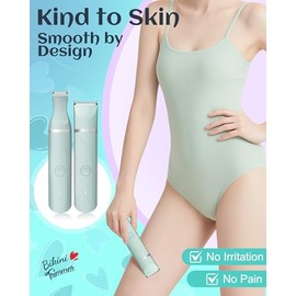 Maquinilla de afeitar eléctrica impermeable para bikini para mujeres, afeitadora de vello púbico, afeitadora recargable con cuchillas cerámicas de enc