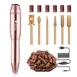 Alety Alety Electric Nail Drill Kit, Portable Electric Nail File for Acrylic Gel Nails, Professional Nail Drill Machine Efile Manicure Pedicure Tools with Gold Nail Drill Bits for Home Salon Use